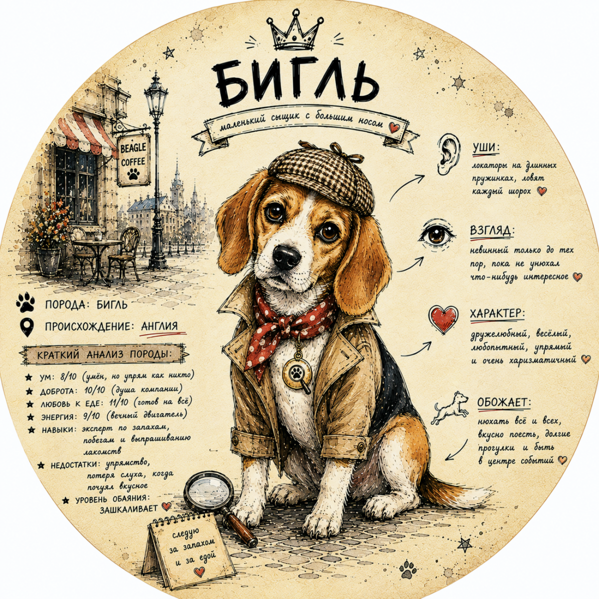 Пазл Алма деревянный круглый 142 детали. Собаки. Бигль