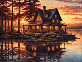 Пазл деревянный Алма 500 деталей Волшебство природы. Карелия. Закат у озера