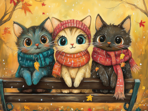 Пазл Алма деревянный 500 деталей. Пушистые создания. Шарфы для котят