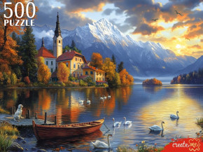 Пазл Рыжий Кот 500 деталей: Закат на озере Блед