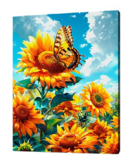 Картина по номерам на подрамнике Рыжий Кот: Яркие подсолнухи