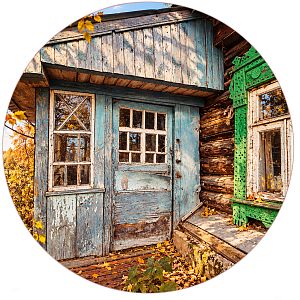 Пазл Алма деревянный круглый 142 детали. Домик в деревне. Веранда