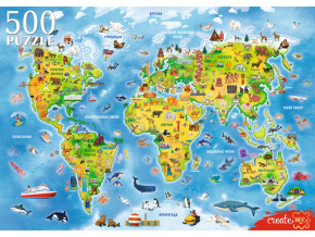 Пазл Рыжий Кот 500 деталей: Карта мира