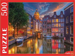Пазл Рыжий Кот 500 деталей: Ночные огни Амстердама