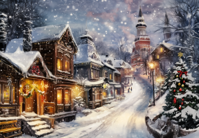 Пазл деревянный Алма 1000 деталей. Города и страны. Зимний вечер в городе