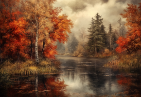 Пазл деревянный Алма 1000 деталей. Волшебство природы. Тишина осеннего болота.