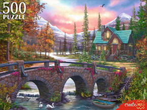 Пазл Рыжий Кот 500 деталей: Волшебный домик в горах