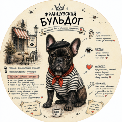 Пазл Алма деревянный круглый 142 детали. Собаки. Французский бульдог