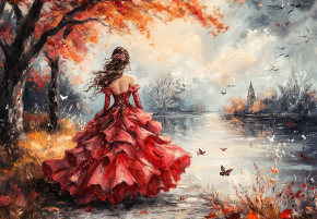 Пазл деревянный Алма 1000 деталей. Самые прекрасные. Девушка в красном.