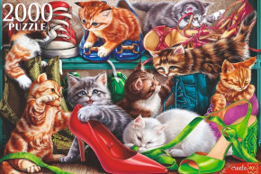 Пазл Рыжий Кот 2000 деталей: Котята на обувной полке