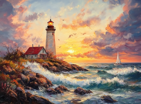 Пазл Алма мини 150 деталей. Маяк на закате