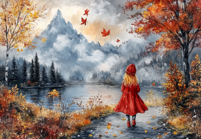 Пазл деревянный Алма ПРЕМИУМ 1000 деталей. Волшебство природы. Девочка в красном и горы