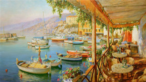 Пазл Фрея 1000 деталей: Завтрак в кафе у причала