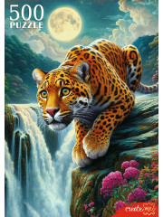 Пазл Рыжий Кот 500 деталей: Леопард и луна