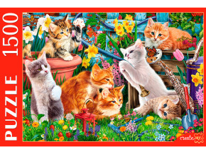 Пазл Рыжий Кот 1500 деталей: Пушистые друзья в саду