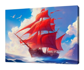 Картина по номерам на подрамнике Рыжий Кот: Красные паруса