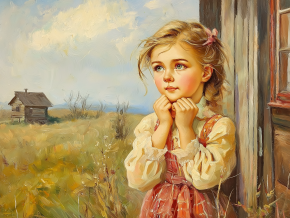 Пазл деревянный Алма 500 деталей. Самые прекрасные. Девочка с косичками у дома