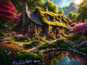 Пазл деревянный Алма 500 деталей Сказочные домики. Коттедж в горах