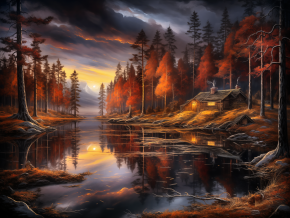 Пазл Алма деревянный 500 деталей. Карельская сказка. Вечер у воды