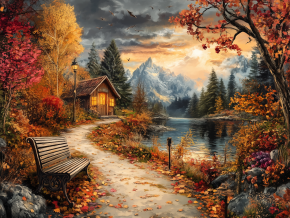 Пазл деревянный Алма 500 деталей. Волшебство природы. Осенний вечер в парке