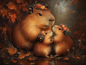 Пазл деревянный Алма 500 деталей. Пушистые создания. Капибары.