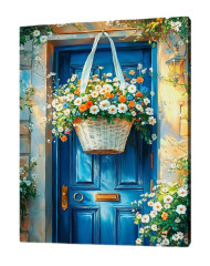 Картина по номерам на подрамнике Рыжий Кот: Цветочная дверь