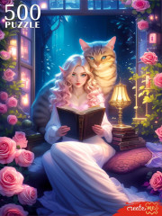 Пазл Рыжий Кот 500 деталей: Девушка с котом