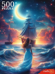 Пазл Рыжий Кот 500 деталей: Девушка у ночного моря