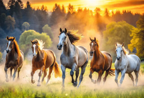 Пазл Trefl 1500 деталей: Дикие лошади