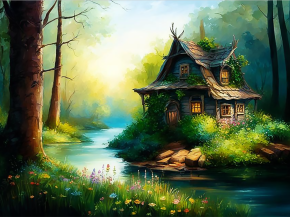 Пазл деревянный Алма 300 деталей Сказочные домики. Домик №1