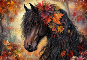 Пазл Алма ПРЕМИУМ деревянный 1000 деталей. Лошади. В объятиях осени