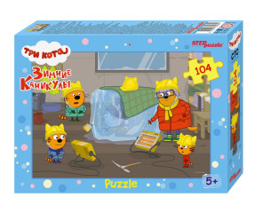 Пазл Step puzzle 104 деталей: Три кота. Зимние каникулы