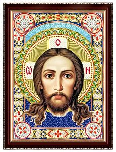 Алмазная мозаика с подрамником Рыжий Кот: Икона Спаса Нерукотворного (частичное заполнение)