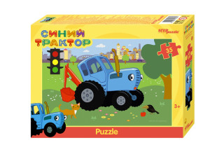 Пазл Step puzzle 35 деталей: Синий трактор