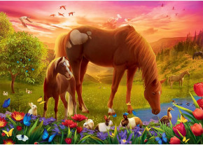 Пазл Trefl 500 деталей: Лошади на лугу