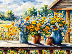 Пазл деревянный Алма 500 деталей Цветы и натюрморты. Три полевых букета