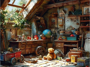 Пазл деревянный Алма 300 деталей Странное время. Чердак