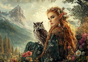 Картина интерьерная на стену, постер Эльф и горы