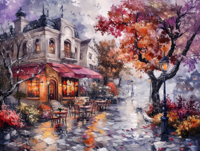 Картина интерьерная на стену, постер  Город под дождем