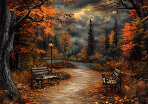 Картина интерьерная на стену, постер Ночной парк