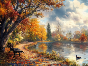 Картина интерьерная на стену, постер Осень в парке